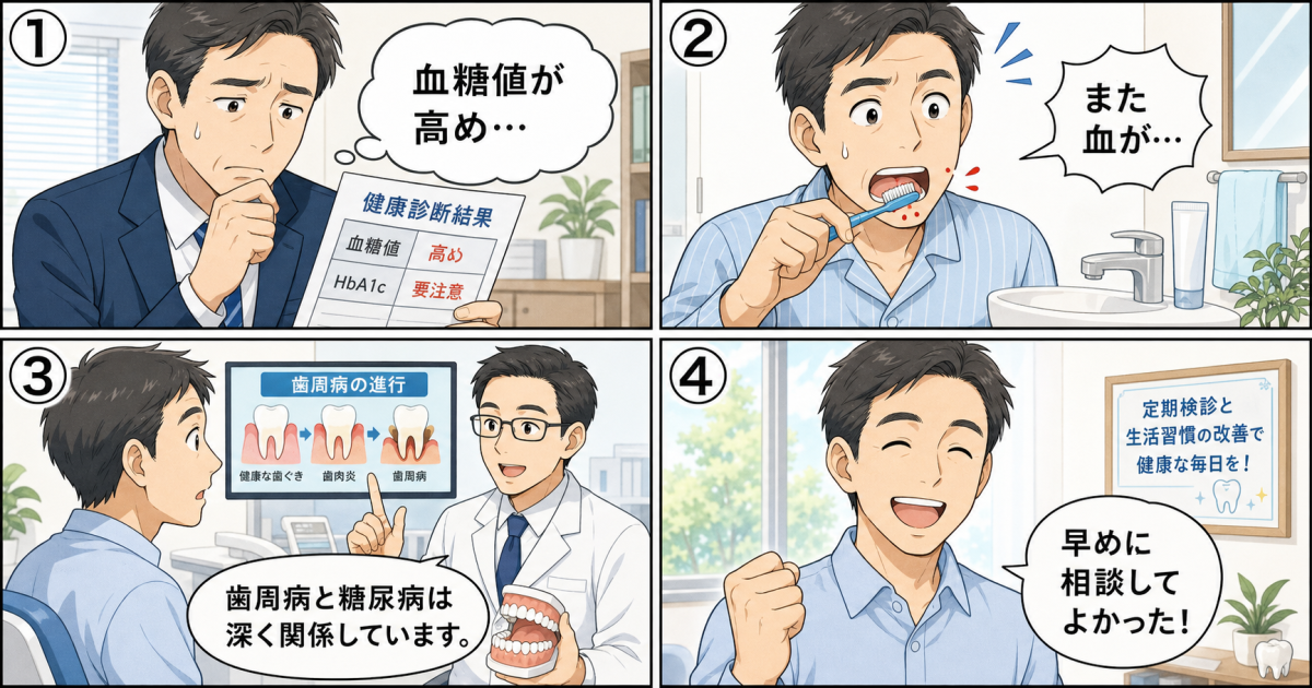 血糖値が高めの方へ。歯周病が糖尿病や全身に及ぼす影響と改善策