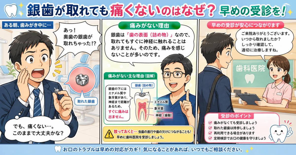 詰め物が取れたのに痛くない？放置する危険性と痛みを抑えた治療法